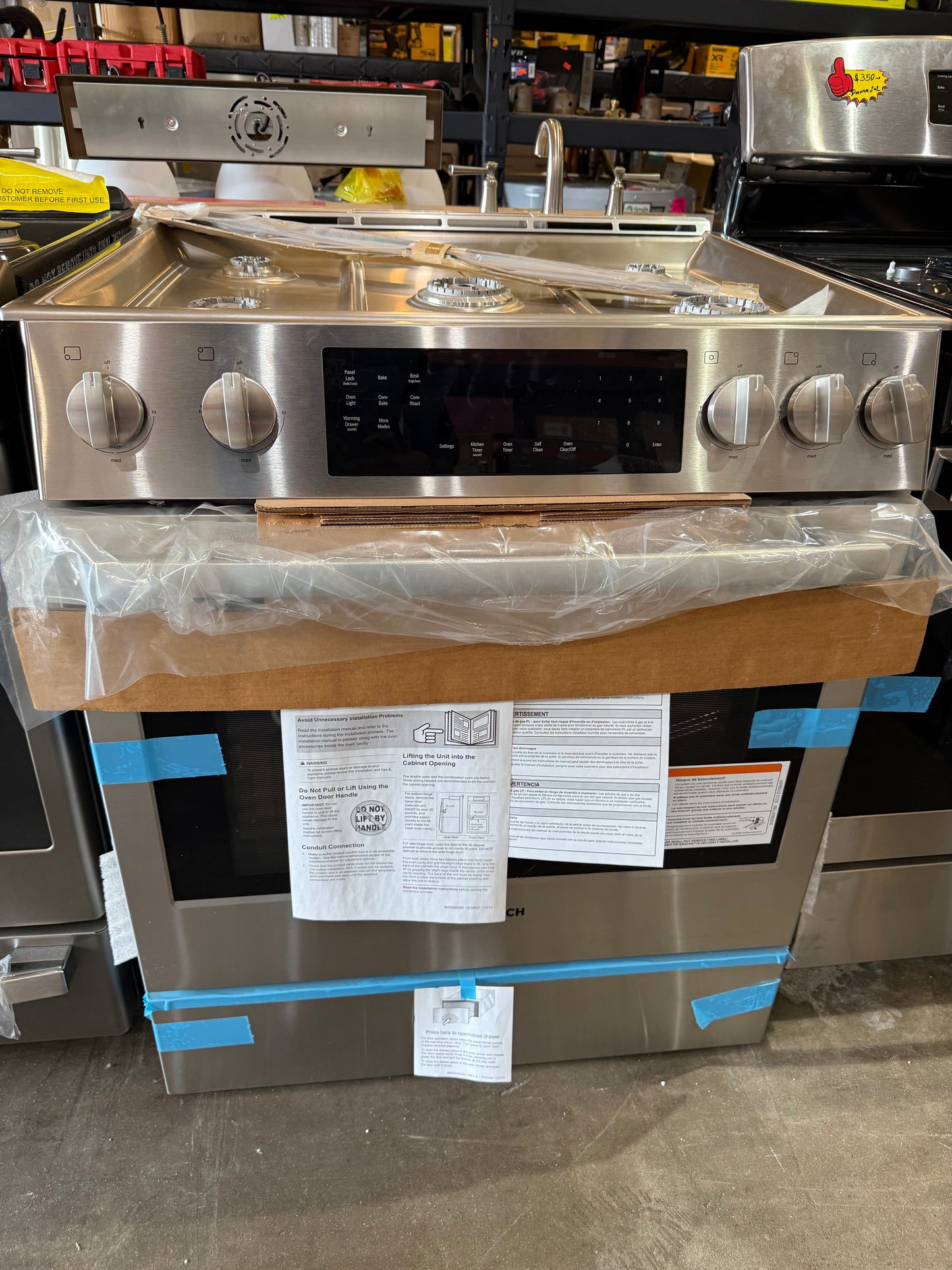 Bosch
800 Series 30 in. 5 Burner Slide-In Gas Range in Stainless Steel with 4.8 cu. Ft. True Convection and Self-Cleaning Oven