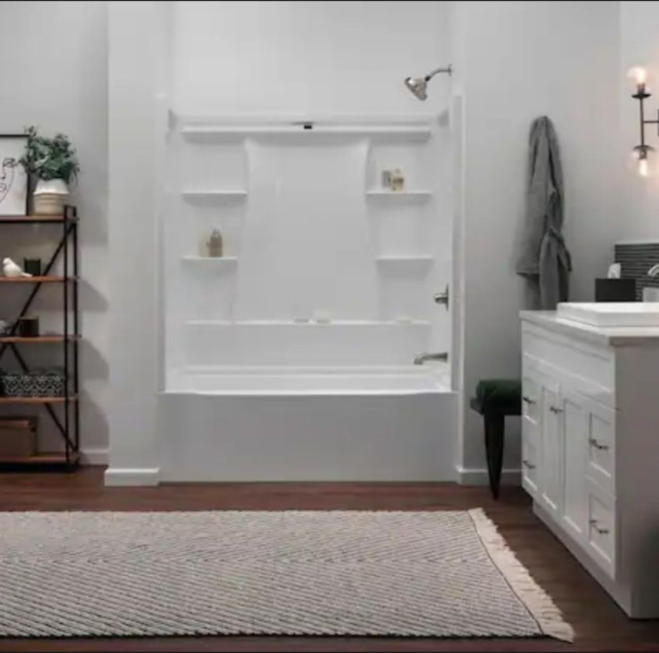 Delta Classic 500 60 in. W x 61.25 in. H x 32 in. D 3-Piece Direct-to-Stud Alcove Tub Surrounds in High Gloss White