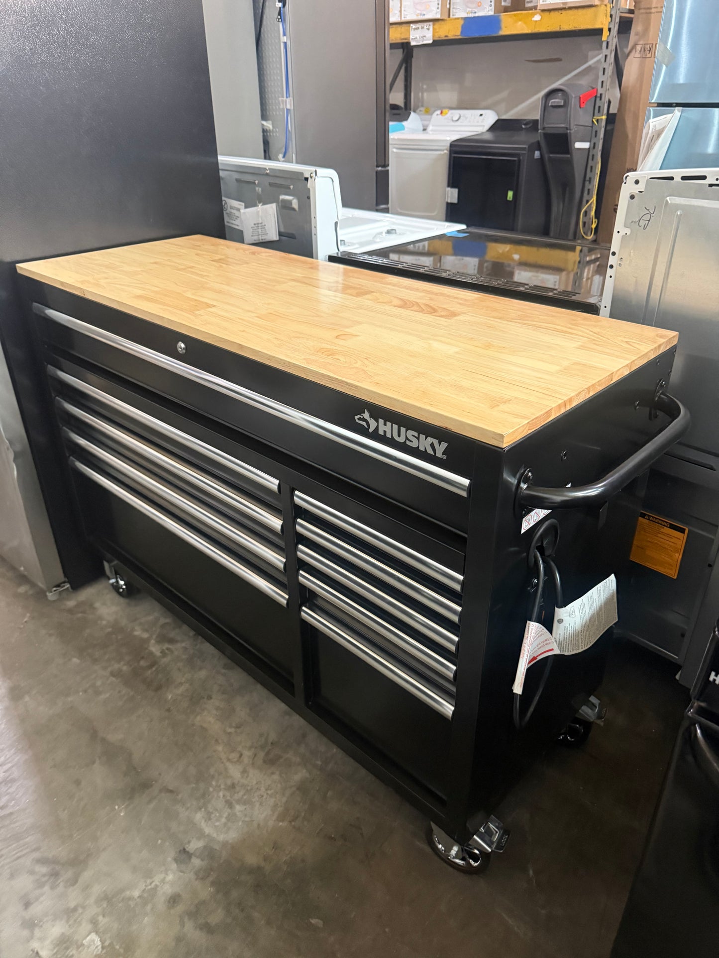 Shop Husky
Modular Tool Storage 52 in. W x 20 in. D Standard Duty Black Mobile Workbench Cabinet