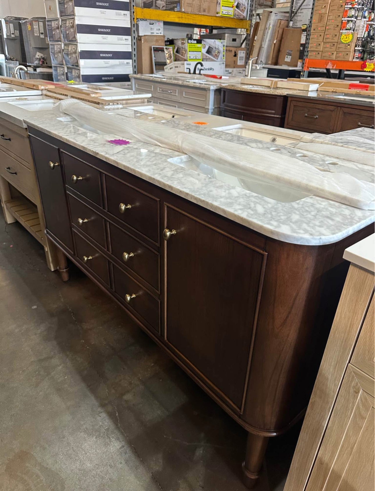 Home Decorators Collection
Collette 60 in. Double Sink Cinnamon Oak Bath Vanity with White Carrara M