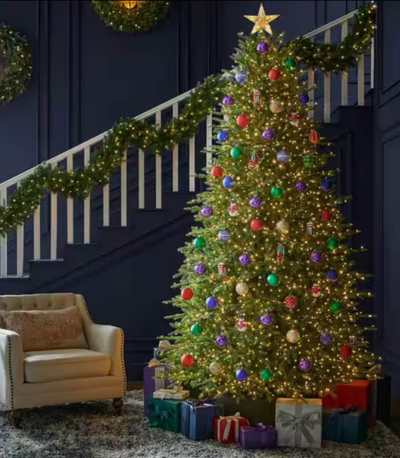 Home Decorators Collection 9 ft. Pre-Lit LED Grand Duchess Twinkling Balsam Fir Artificial Christmas