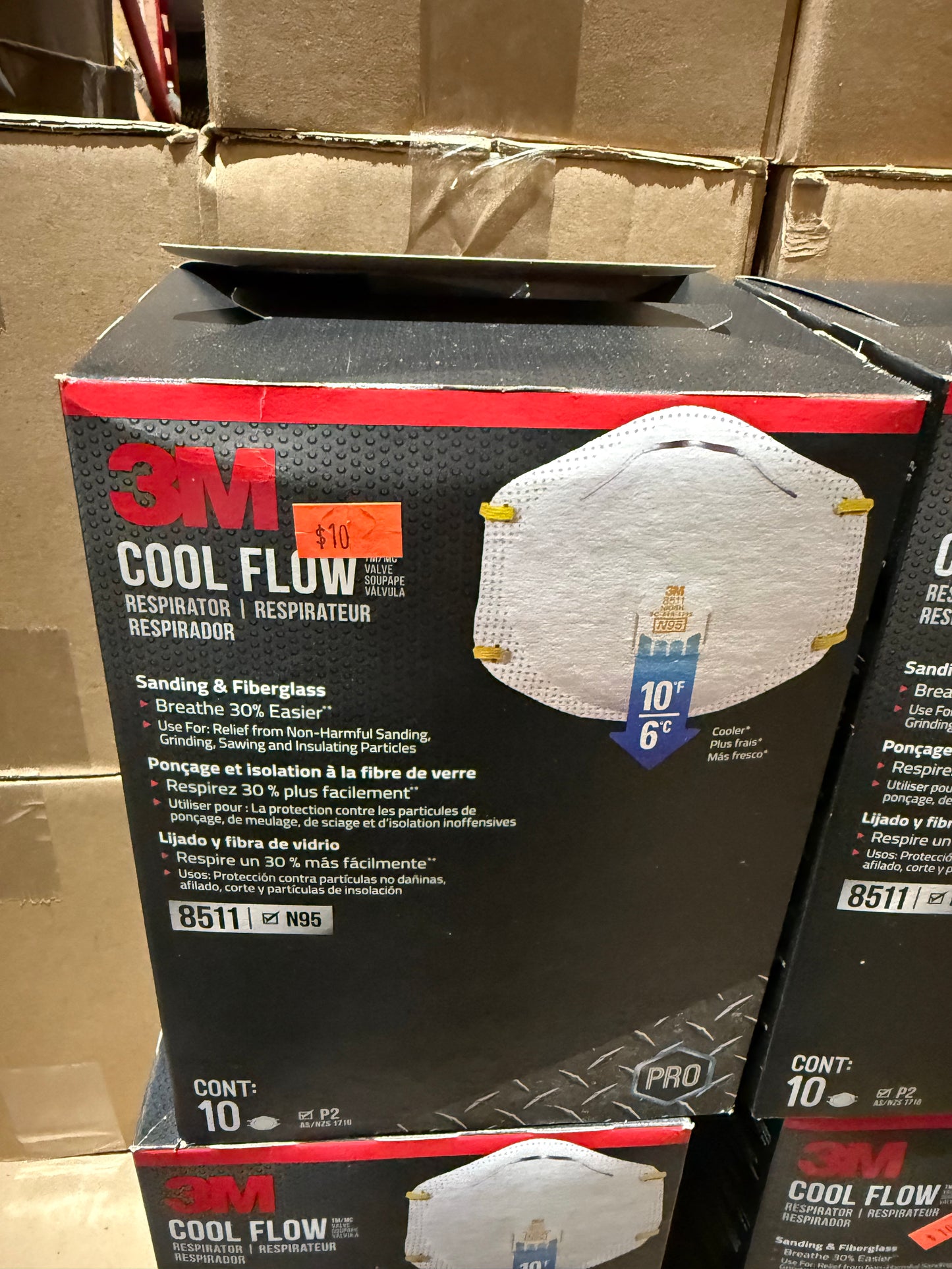 8511 N95 Sanding and Fiberglass Disposable Respirator with Cool Flow Valve (10-Pack)