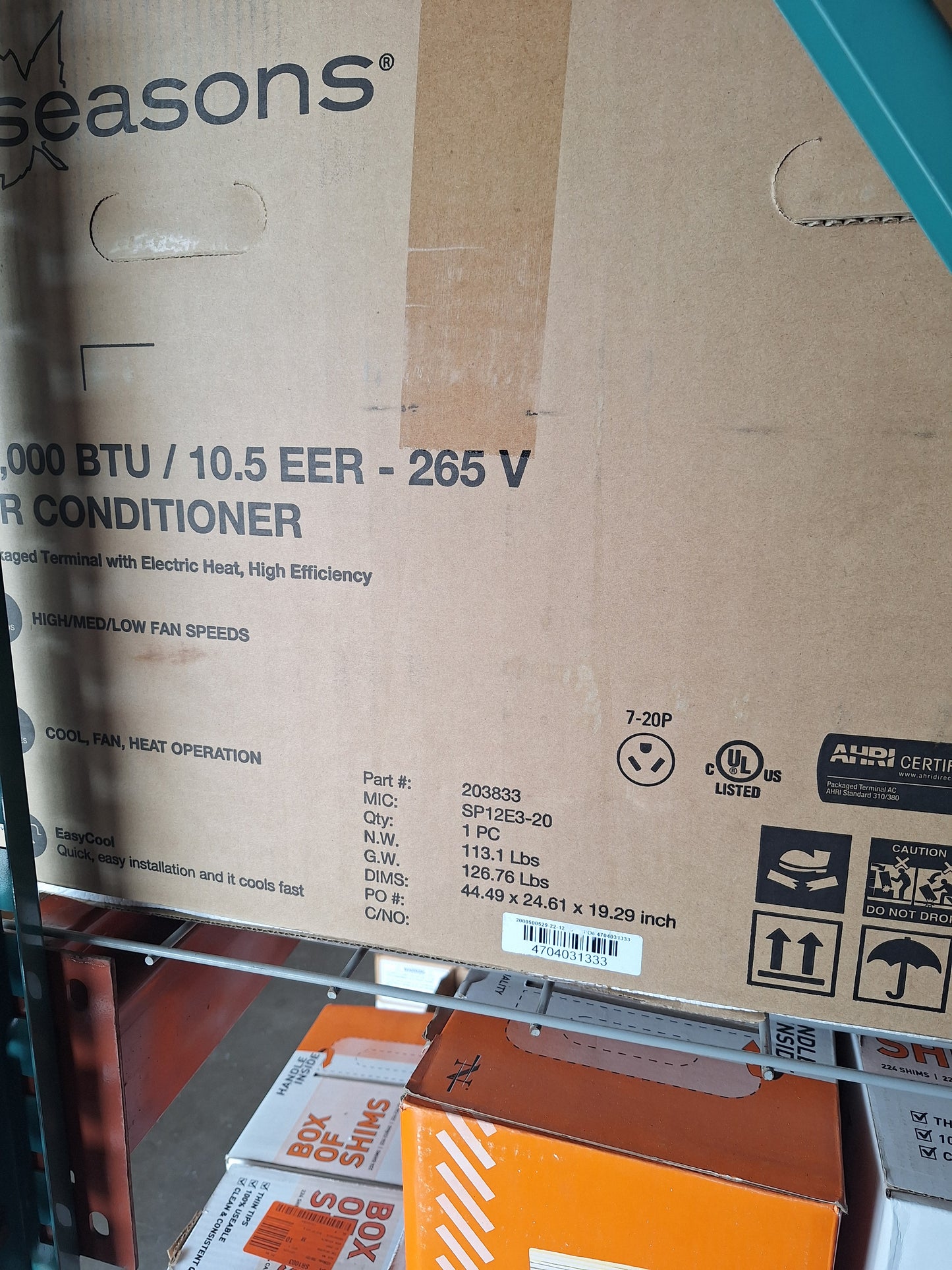 Seasons 12,000btu PTAC