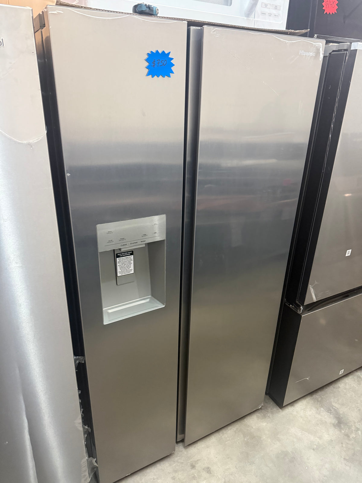 Hisense Ultra Capacity 29.1-cu ft Standard-Depth 36-in Wide Side-by-Side Refrigerator with Ice Maker ,Water