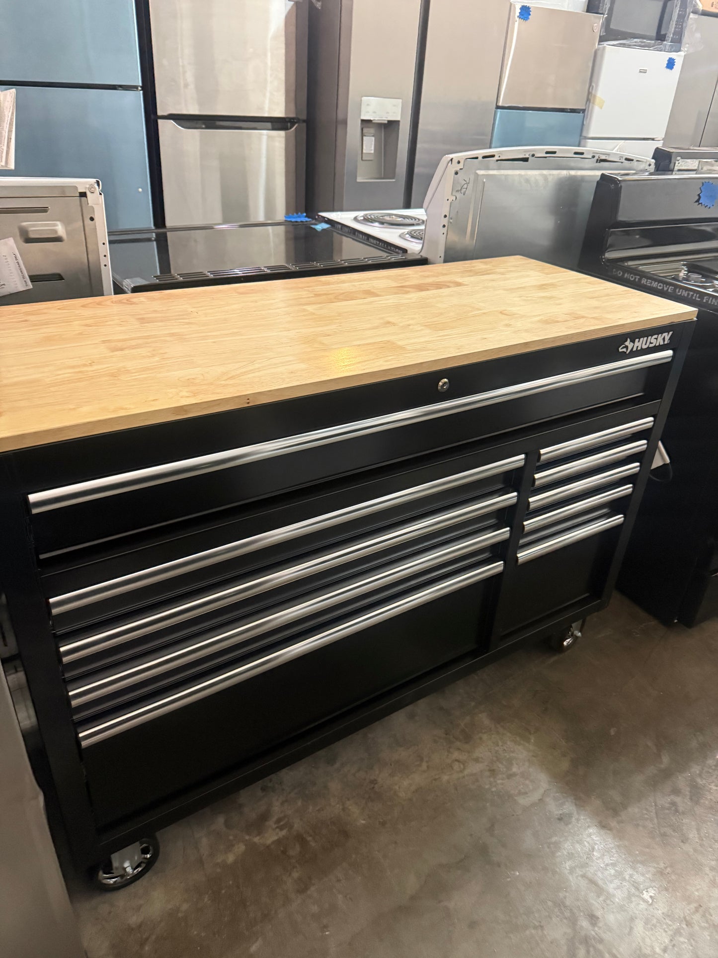 Shop Husky
Modular Tool Storage 52 in. W x 20 in. D Standard Duty Black Mobile Workbench Cabinet