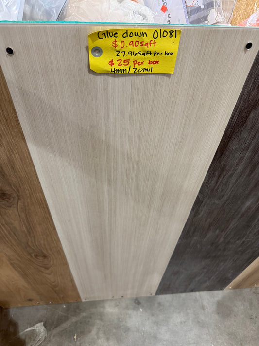 Glue down Vynil flooring 4mm 20mil ( 27.96 sq ft )