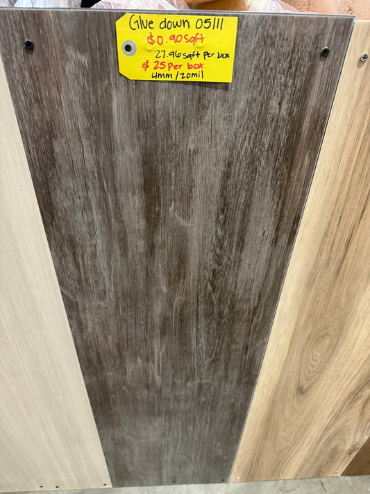 Glue down Vynil flooring 4mm / 20mil ( 27.96 sq ft )