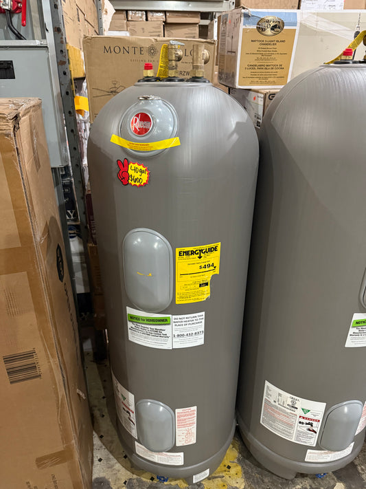 Rheem
Marathon 40 Gal. Tall 4500-Watt Double Element Non Metallic Electric Water Heater with Lifetime Warranty