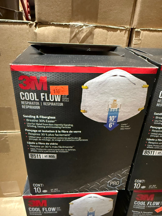 8511 N95 Sanding and Fiberglass Disposable Respirator with Cool Flow Valve (10-Pack)